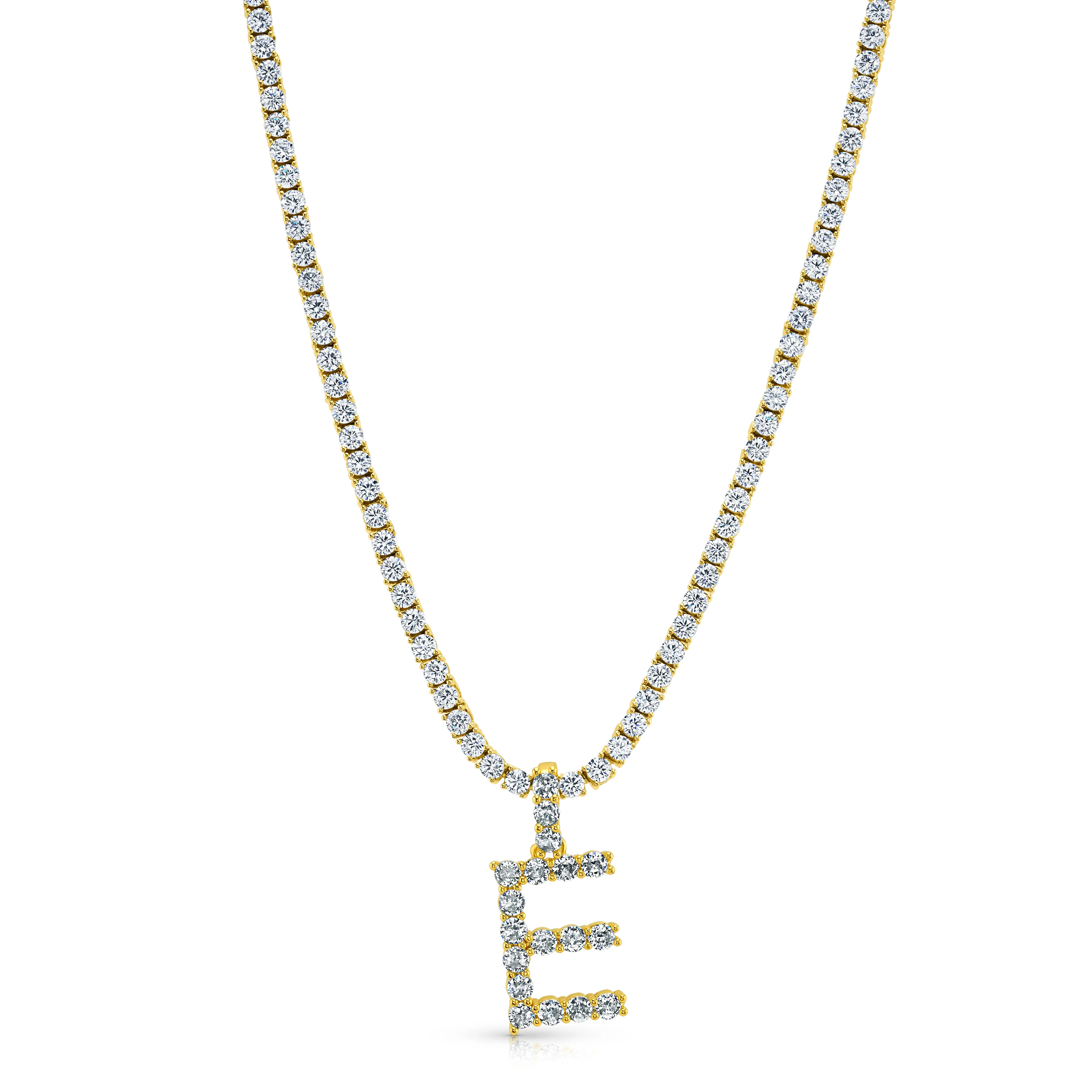 SIGNATURE TENNIS INITIAL NECKLACE, GOLD