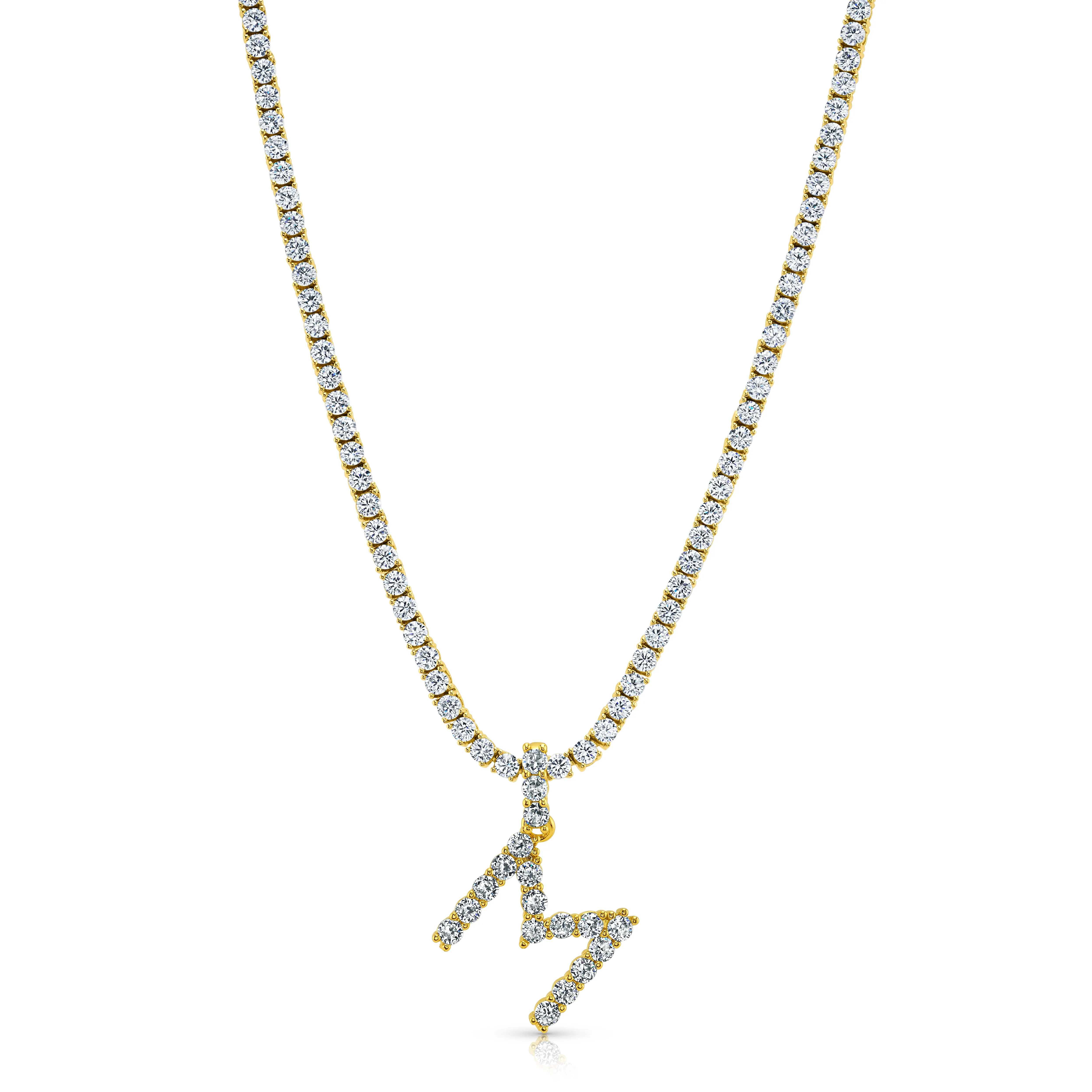 SIGNATURE TENNIS INITIAL NECKLACE, GOLD