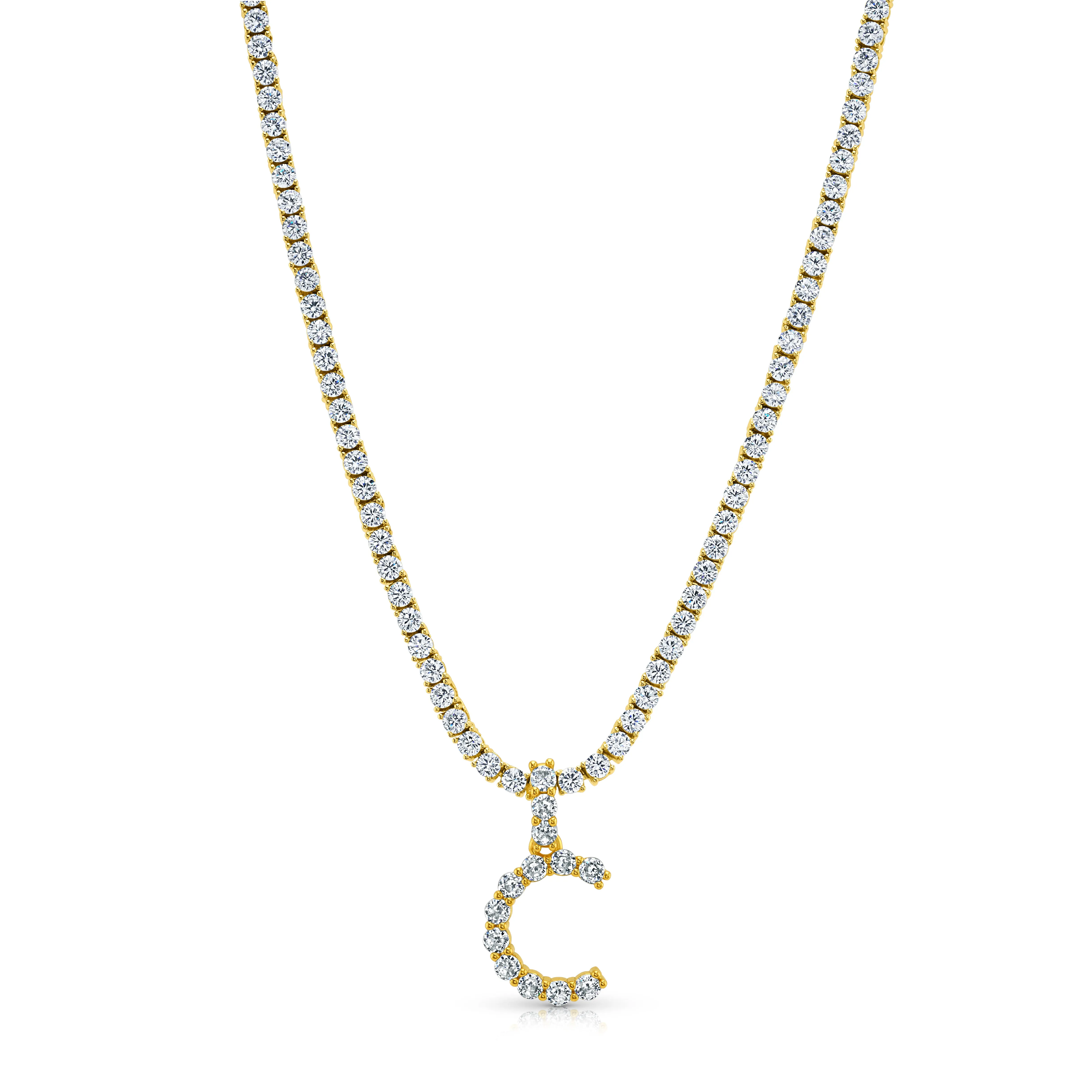 SIGNATURE TENNIS INITIAL NECKLACE, GOLD