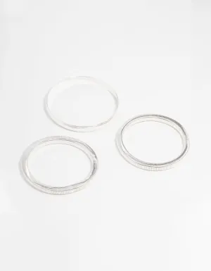 Silver Mixed Bangles 3-Pack