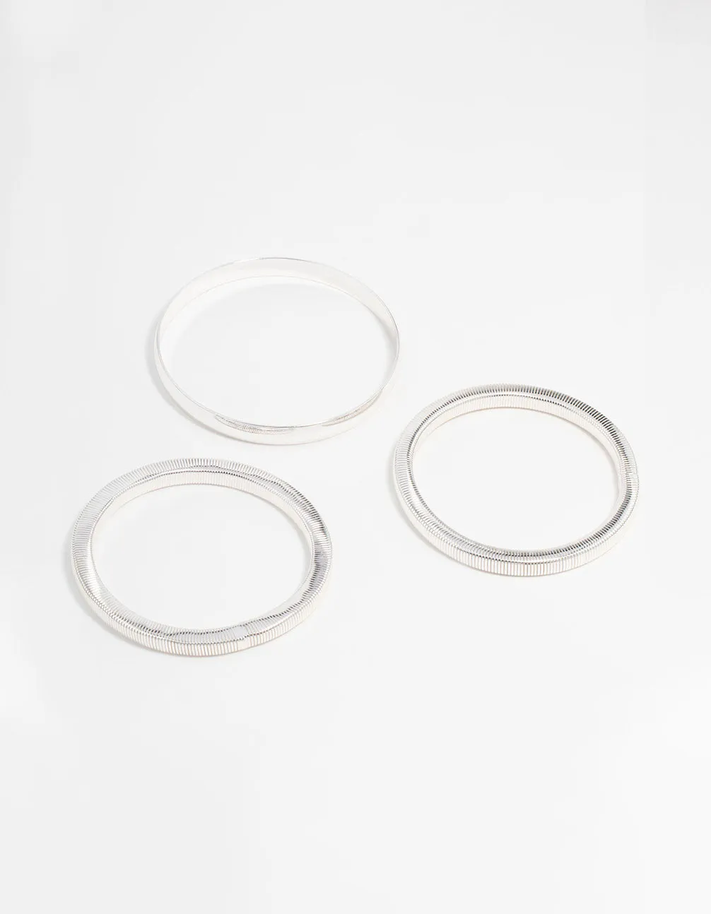 Silver Mixed Bangles 3-Pack