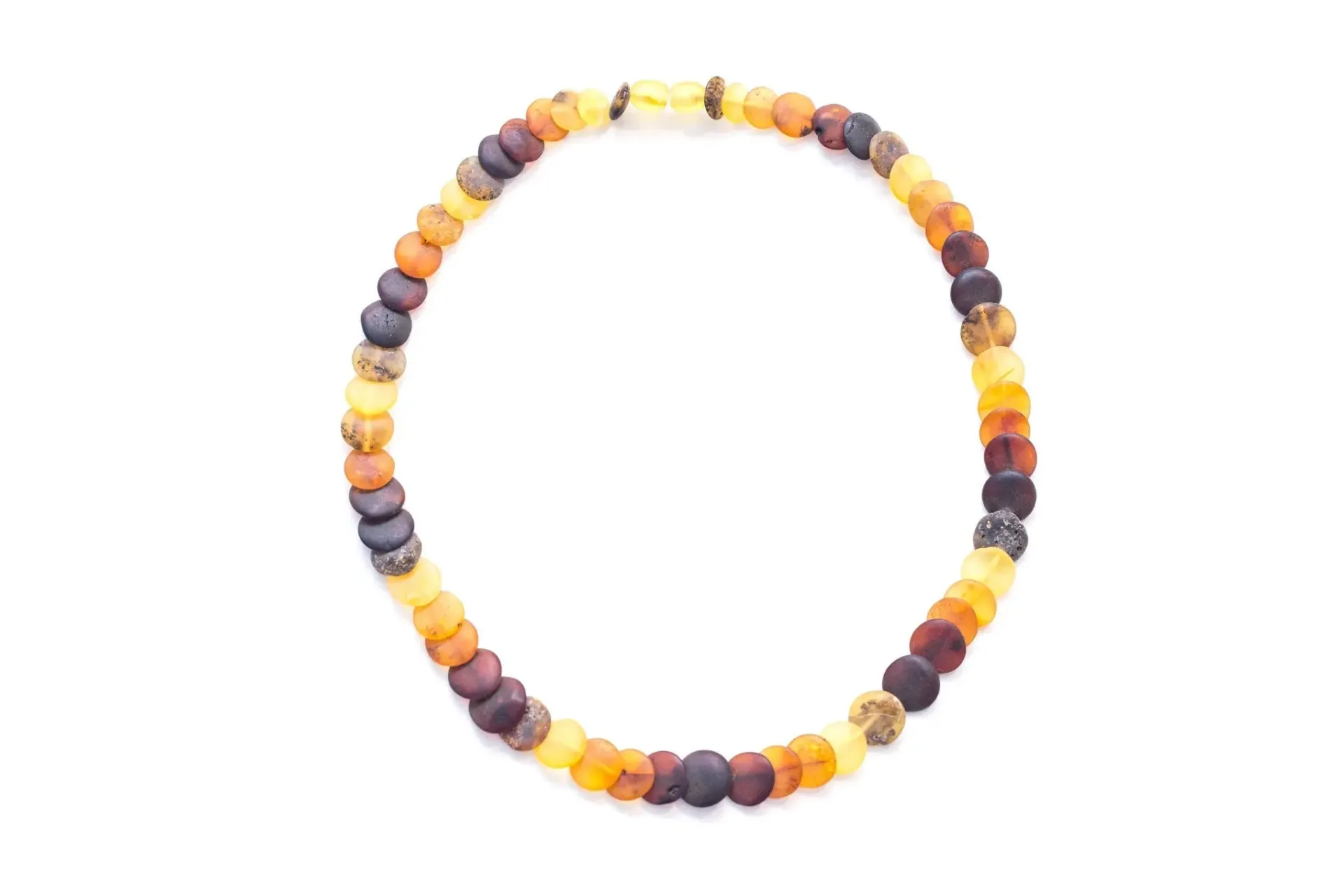 Small Amber Disc Necklace, Multicolour Amber Necklace - Luxurious Baltic Amber Jewelry