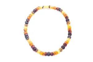 Small Amber Disc Necklace, Multicolour Amber Necklace - Luxurious Baltic Amber Jewelry