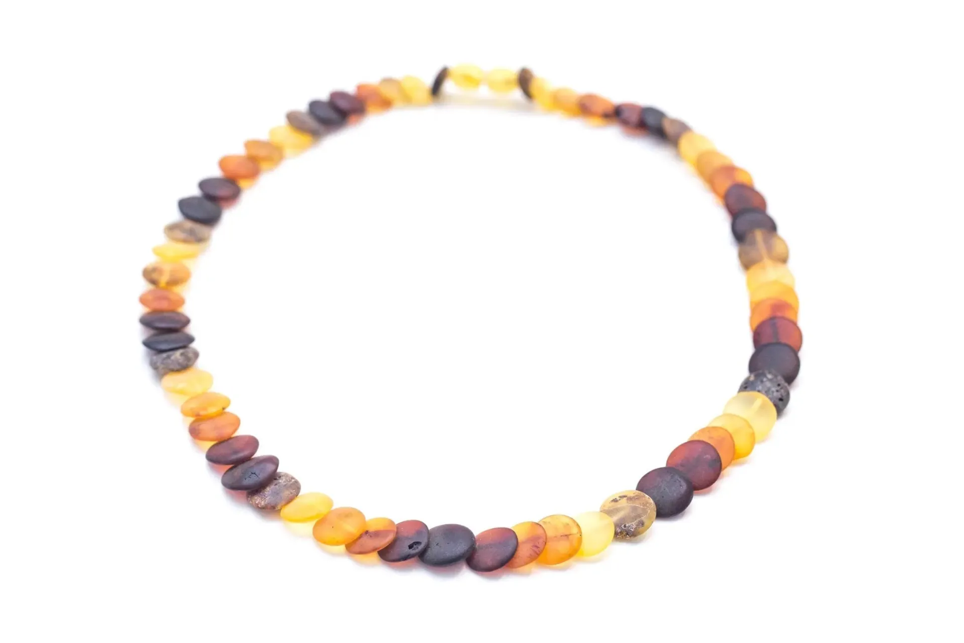 Small Amber Disc Necklace, Multicolour Amber Necklace - Luxurious Baltic Amber Jewelry