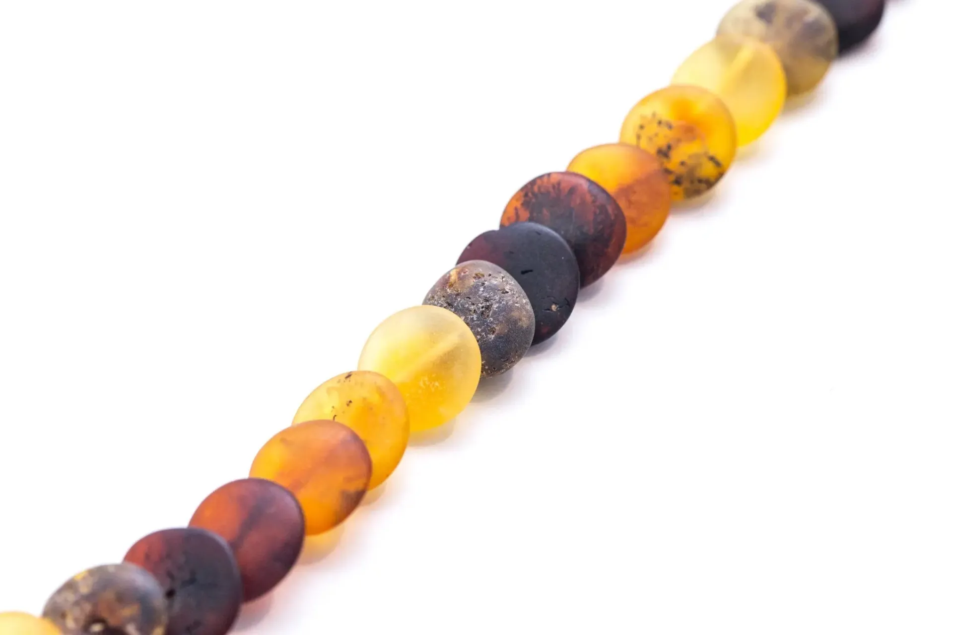 Small Amber Disc Necklace, Multicolour Amber Necklace - Luxurious Baltic Amber Jewelry