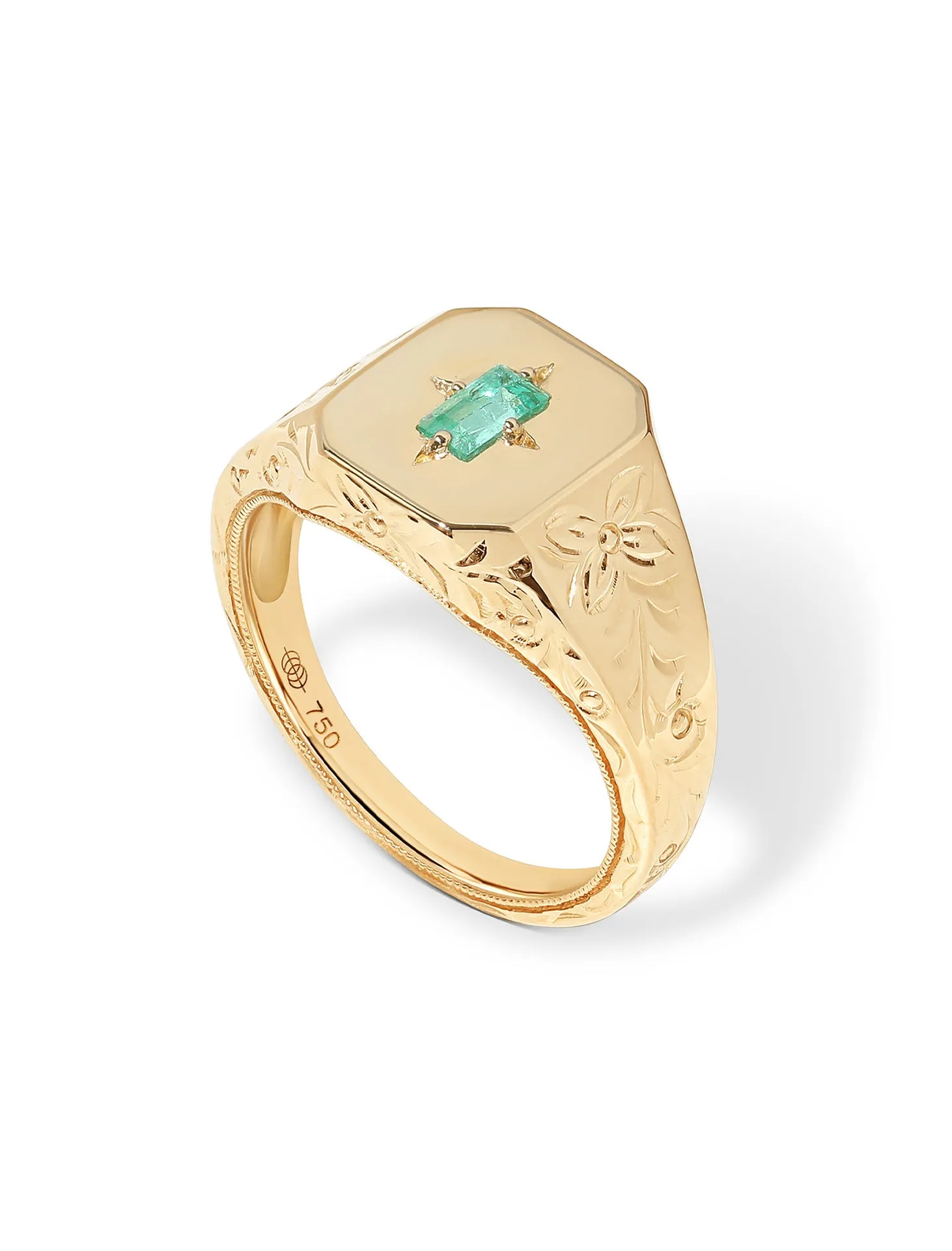 Spade Warisan Minor, 18K Yellow Gold   Emerald Signet Ring