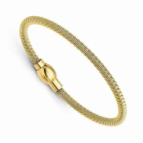 Stainless Steel Yellow Ip-Plated Polished & Textured Bracelet