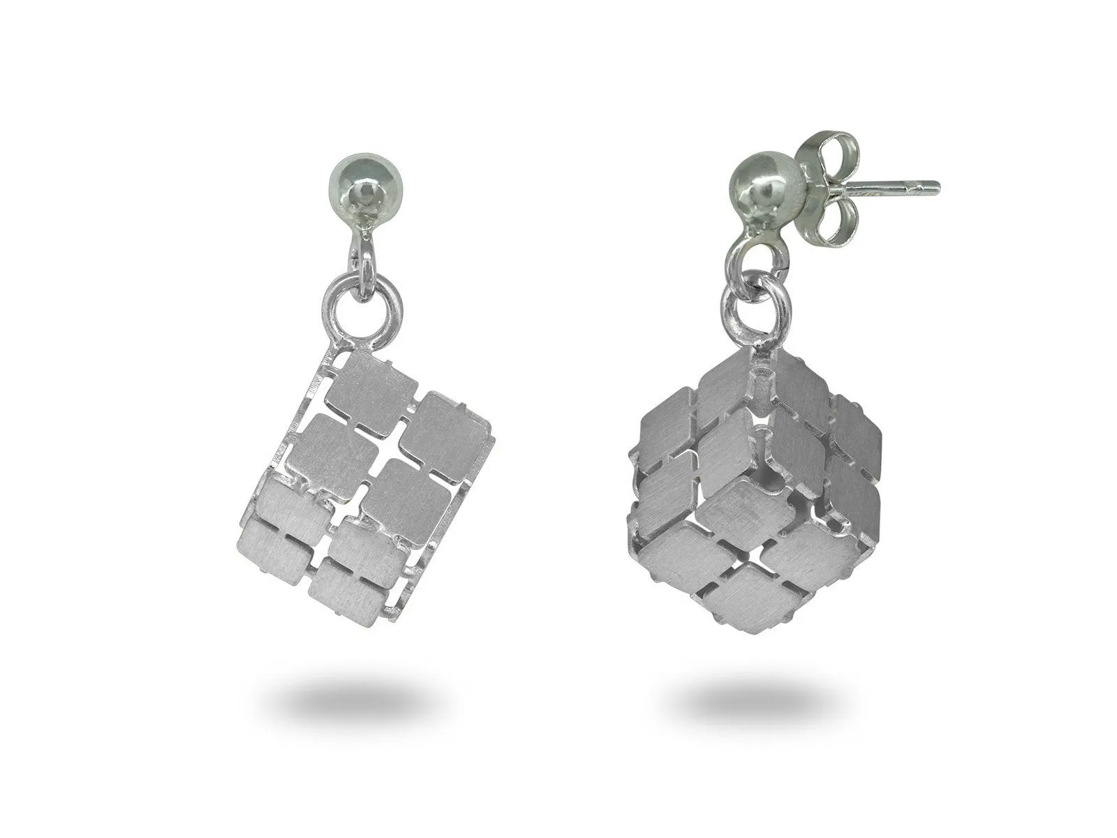 Stars Cube Earrings Sterling Silver