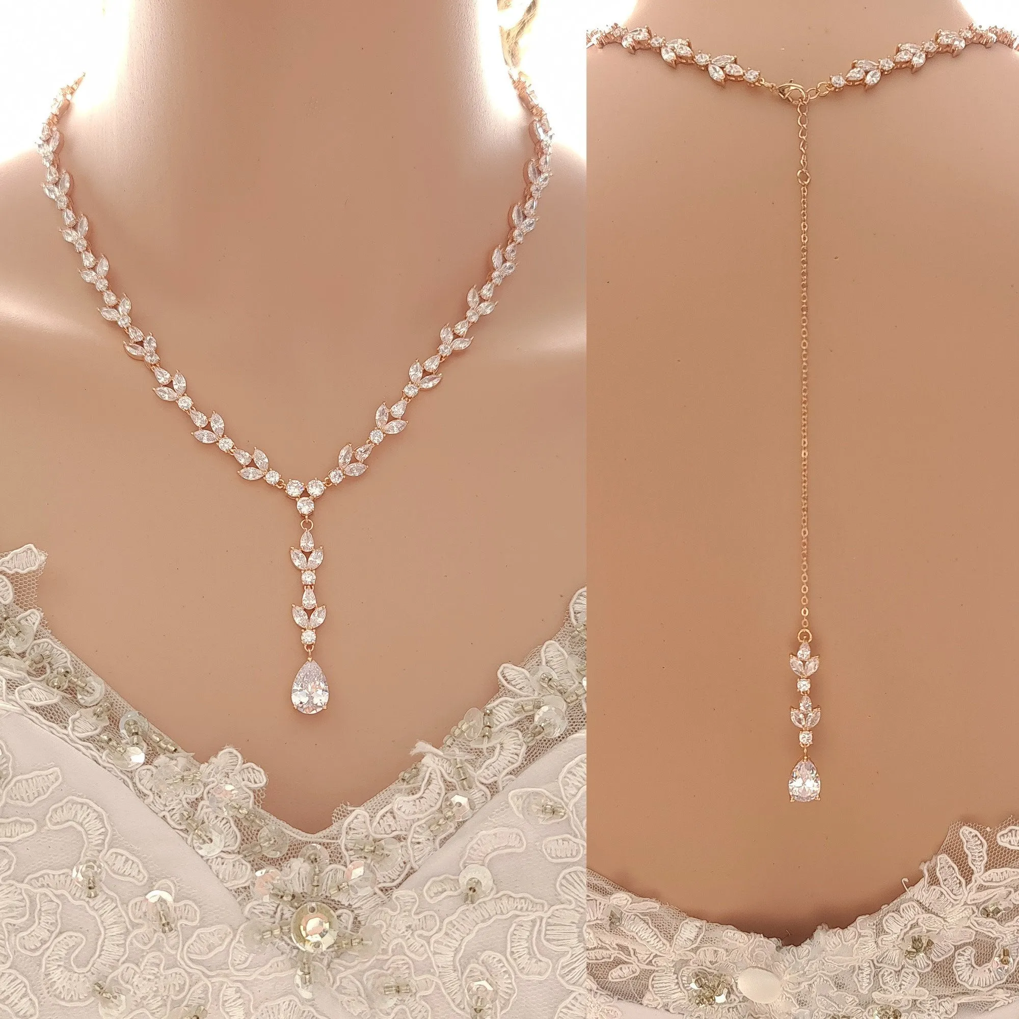 Statement Wedding Necklace With or Without Backdrop-Anya