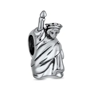 Statue Of Liberty Charm Bead Sterling Silver for European Bracelet Travel Souvenir