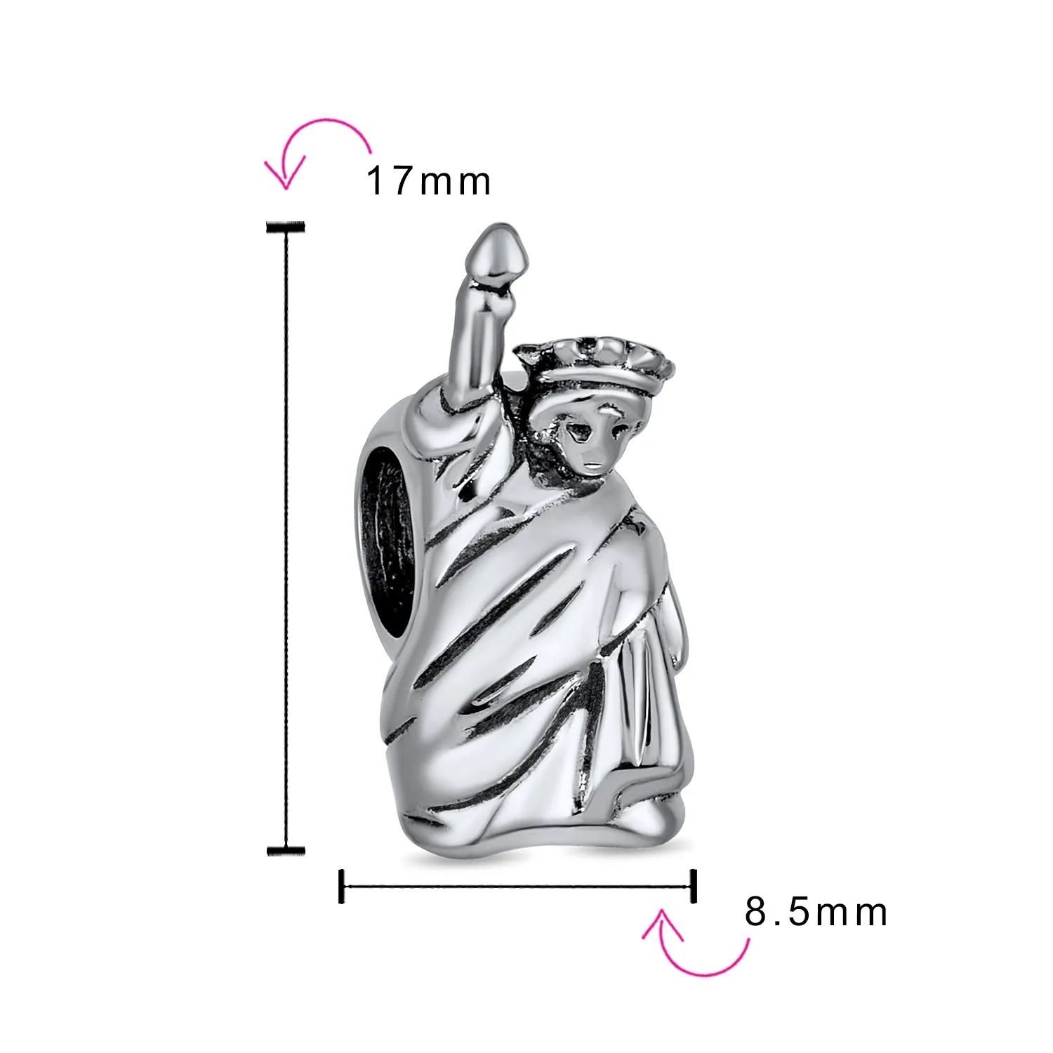 Statue Of Liberty Charm Bead Sterling Silver for European Bracelet Travel Souvenir