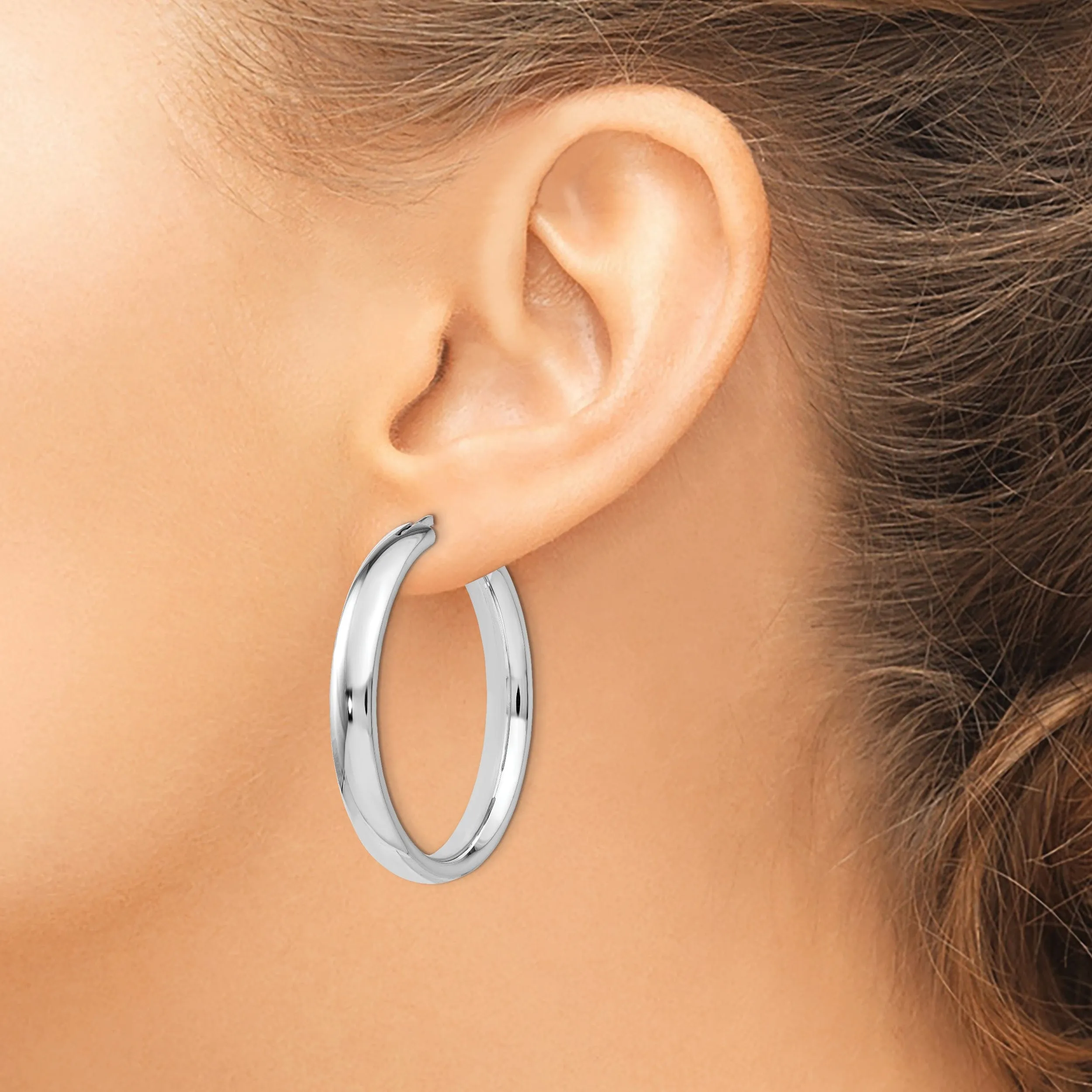 Sterling Silver 5MM Half Round Tube Hoop Earrings