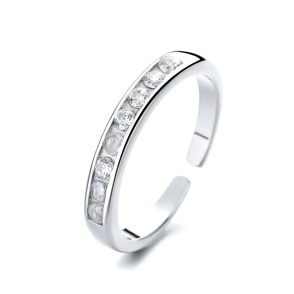 Sterling Silver Channel-Set Toe Ring