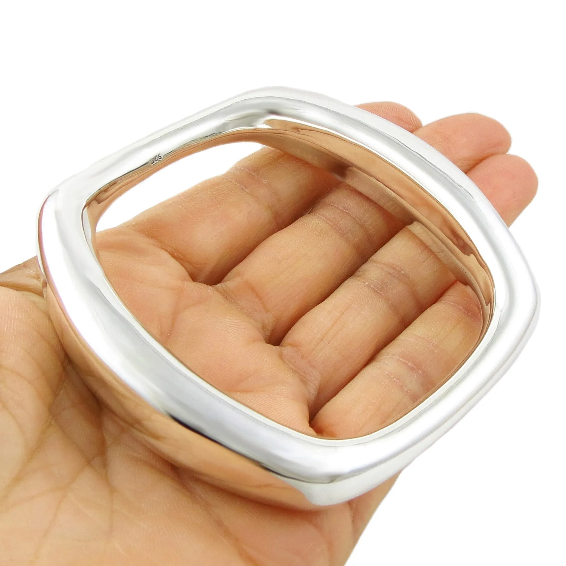 Sterling Silver Oval Bangle for Women