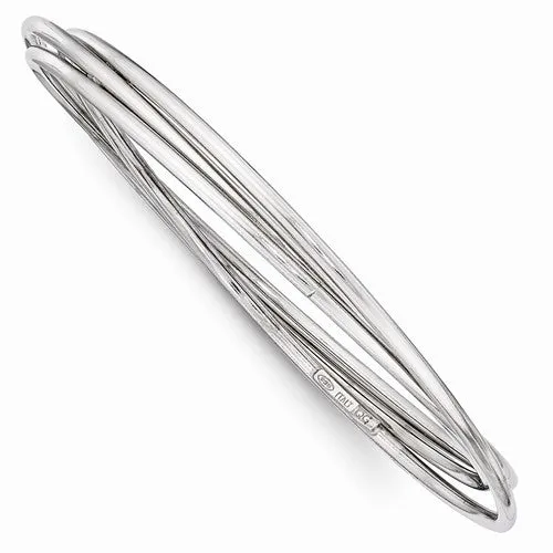 Sterling Silver Rhodium Plated Polished Intertwined Bangle Bracelet