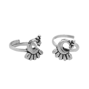 Teejh Kshtriya Mayur Silver Oxidized Toe rings For Women