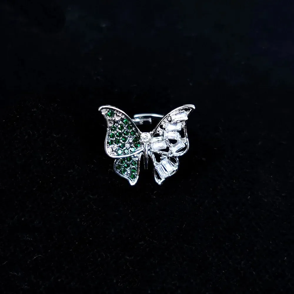 Trendy Shining Butterfly Crystal Acrylic Fashion Hand Accessories Jewelry Ring