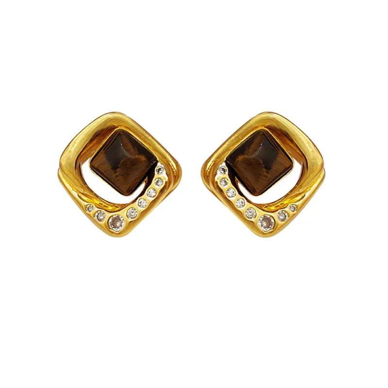 VAIGE Chic Geometric Stone Earrings in Vintage Hues - Perfect Blend of Elegance and Style