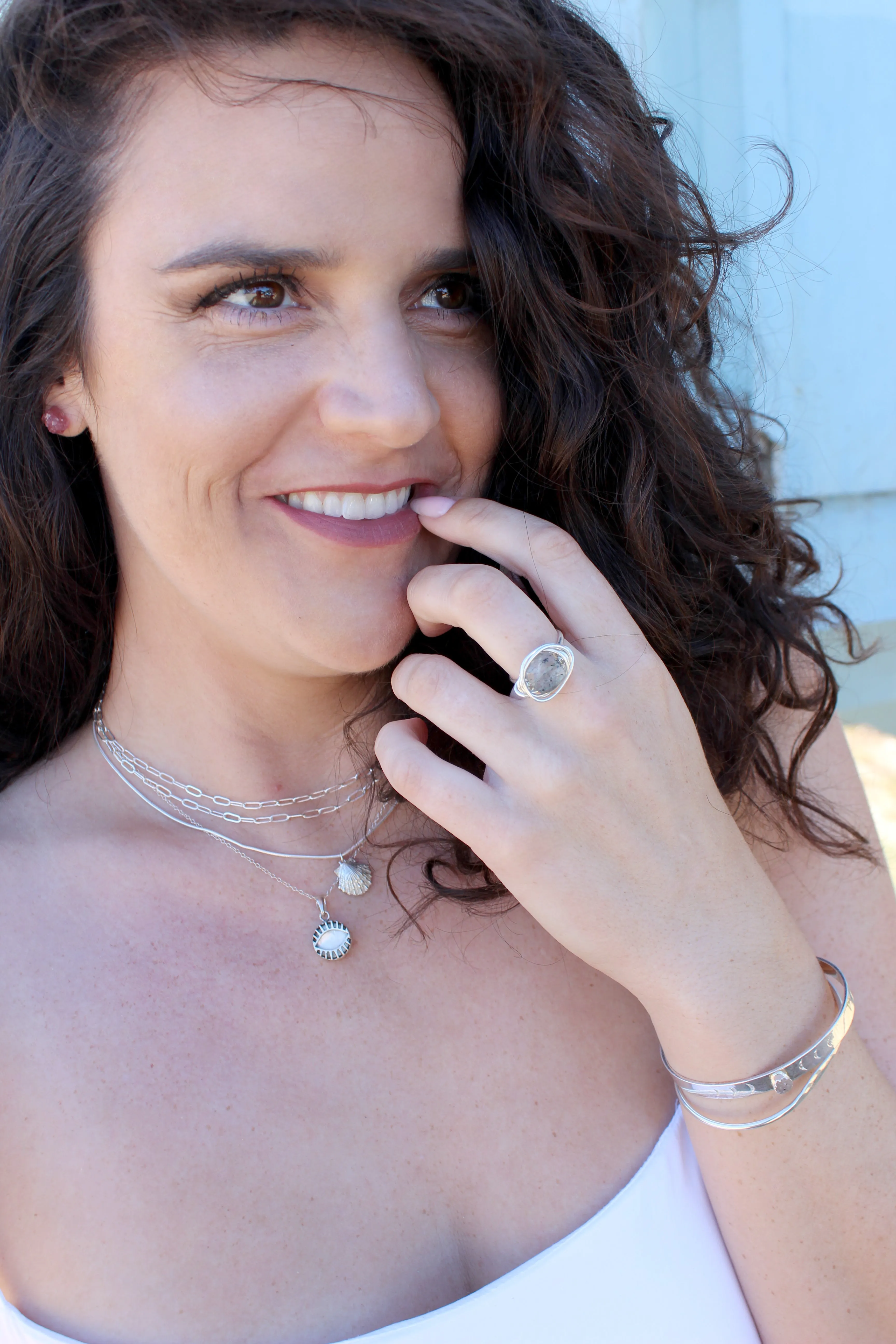 Vanessa // Mermaid Shell Necklace on Snake Chain, Gold, Sterling Silver, Beach // BH-N039