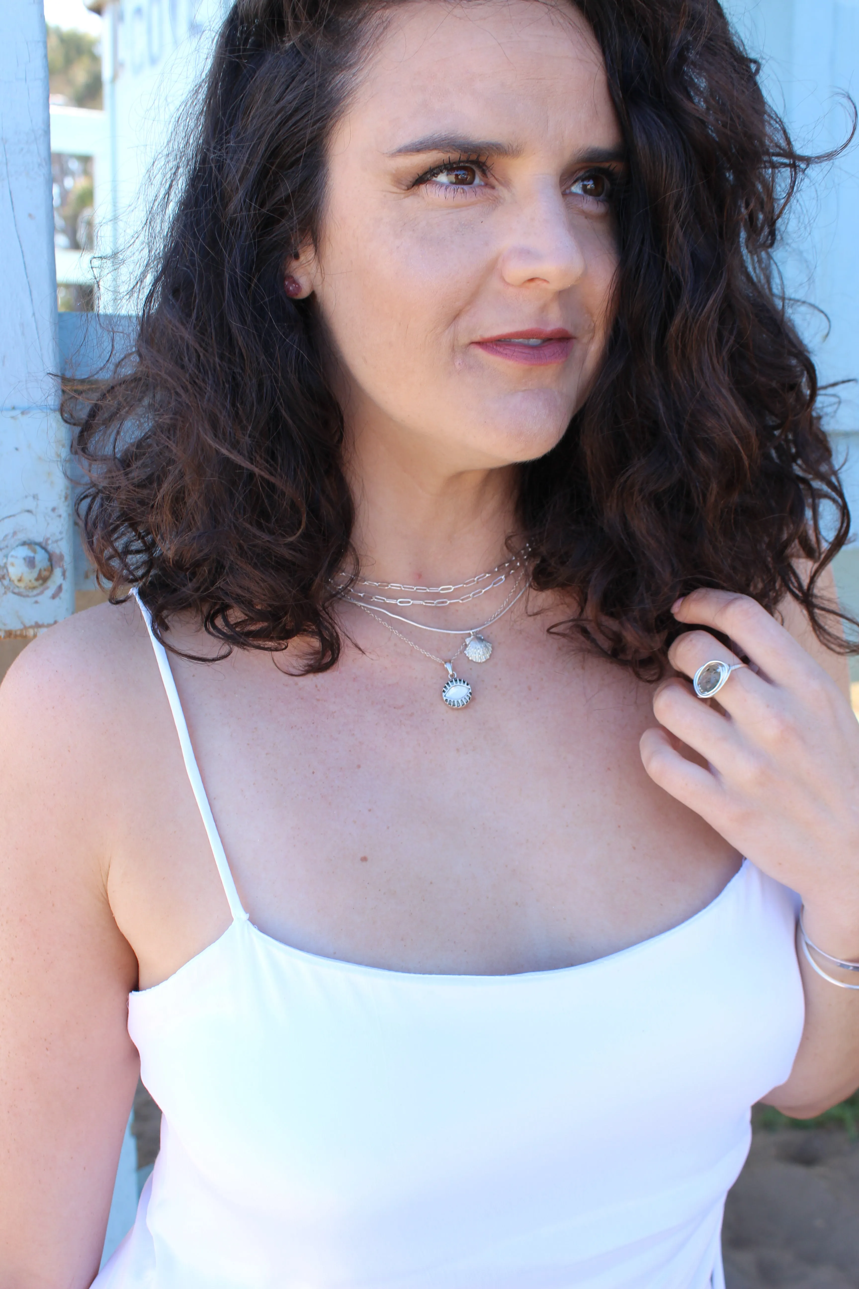 Vanessa // Mermaid Shell Necklace on Snake Chain, Gold, Sterling Silver, Beach // BH-N039