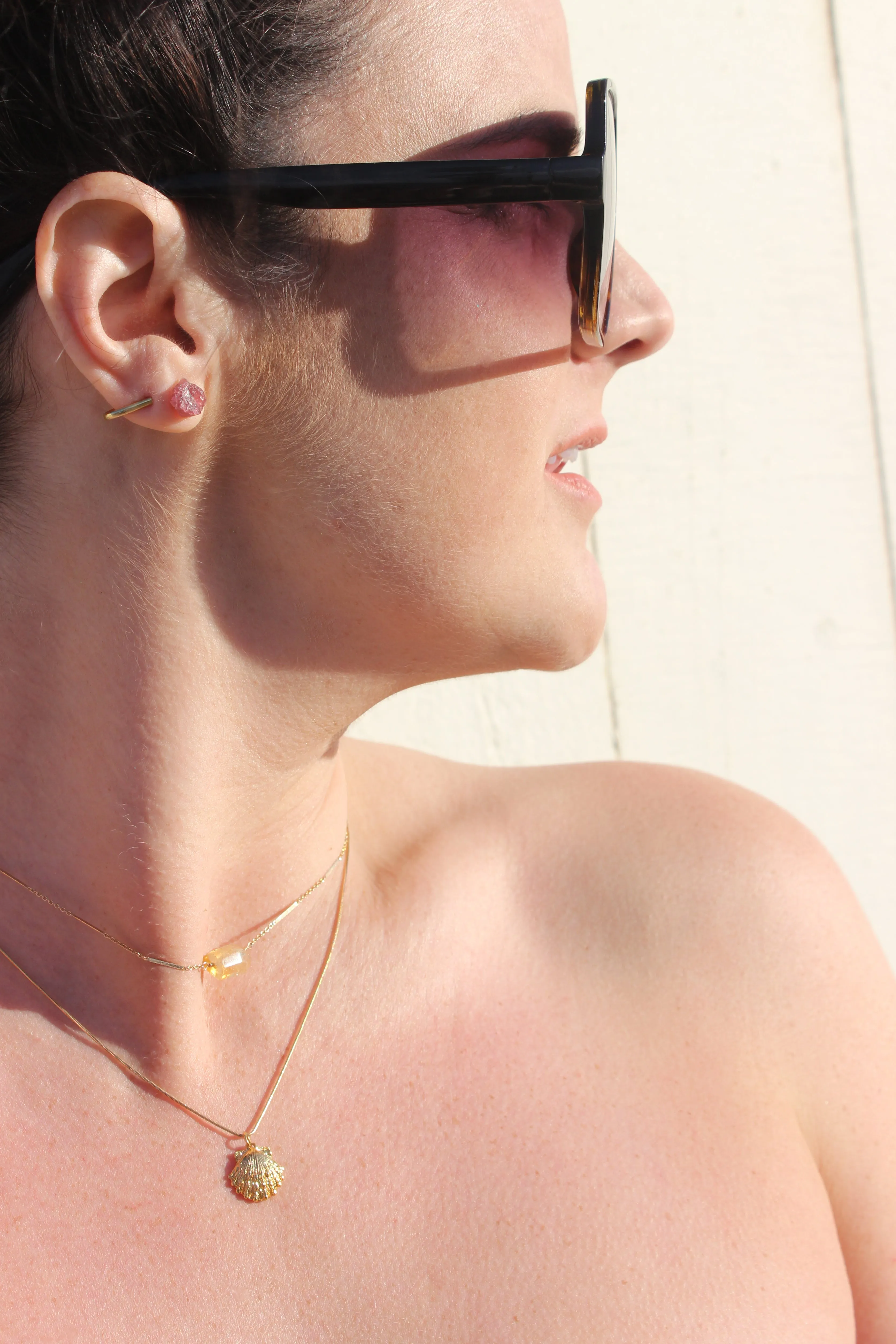 Vanessa // Mermaid Shell Necklace on Snake Chain, Gold, Sterling Silver, Beach // BH-N039