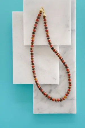 Xander Kostroma - Men's Tiger's Eye and Red Jasper Necklace - Ideal for Daily Wear - Enhances Protection and Mental Clarity - Handcrafted Unique Jewelry - 45cm Length - Perfect Gift for Calmness and Style