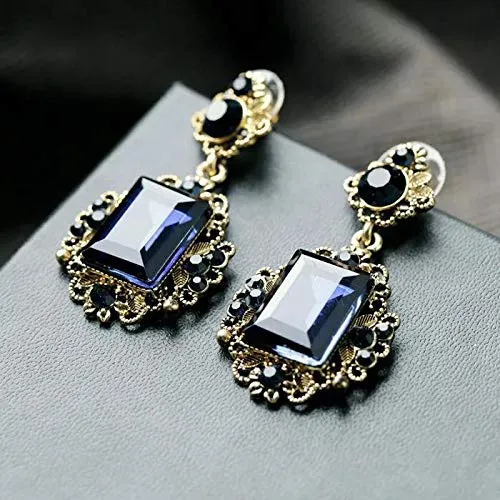 Yellow Chimes Elegant Antique Design Mehrunnisa Fashion Blue Crystal Drop Earrings For Women Earrings For Women And Girl's