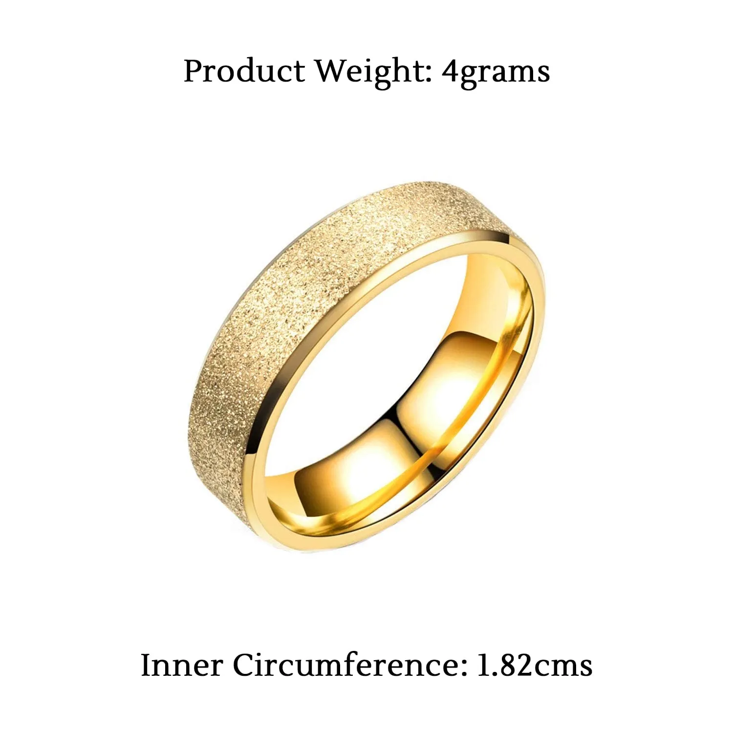 Yellow Chimes Trendy Western Style Band Titanium Collection Stardust Gold Stainless Steel Rings for Women and girls, US 8