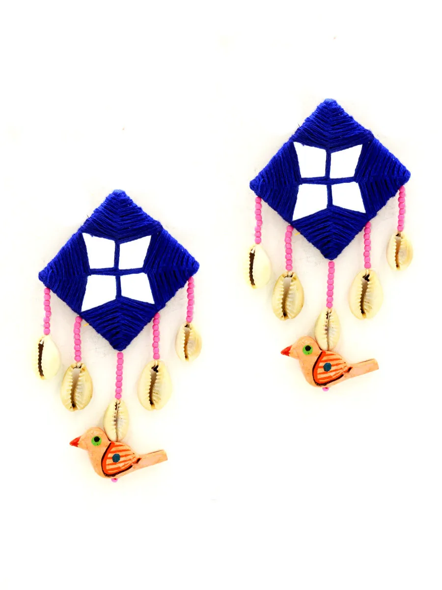 Zahira Mirror Embroidered Bird Earrings