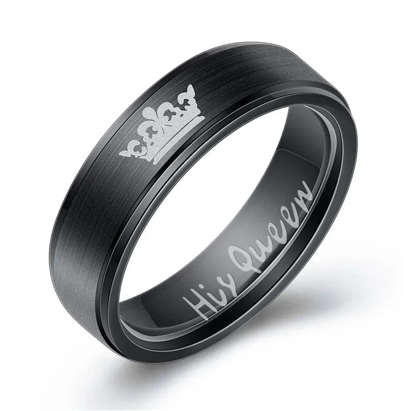 ZORCVENS "King & Queen" Stainless Steel Promise Rings