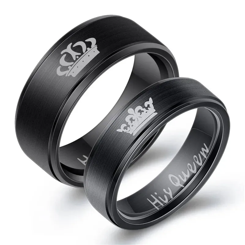 ZORCVENS "King & Queen" Stainless Steel Promise Rings