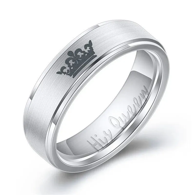 ZORCVENS "King & Queen" Stainless Steel Promise Rings