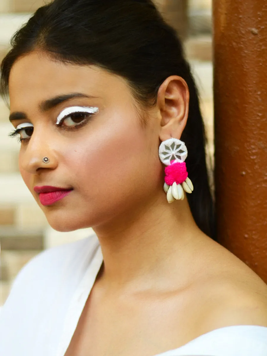 Zoya Pom-pom Shell Earrings