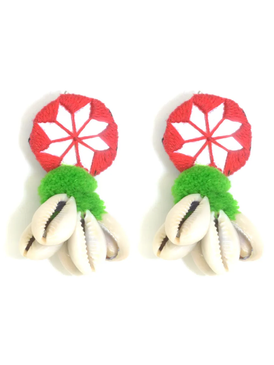 Zoya Pom-pom Shell Earrings