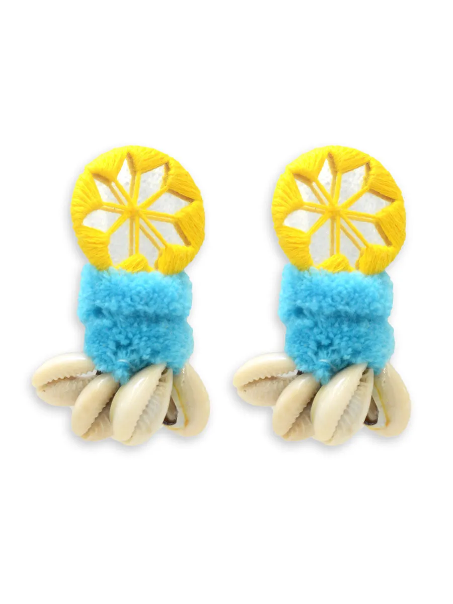 Zoya Pom-pom Shell Earrings